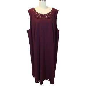 TALBOTS Ponte Knit Lace Trim Sheath Dress 24W NWT Burgundy Office Wedding Guest